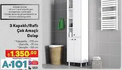 3 KAPAKLI RAFLI ÇOK AMAÇLI DOLAP